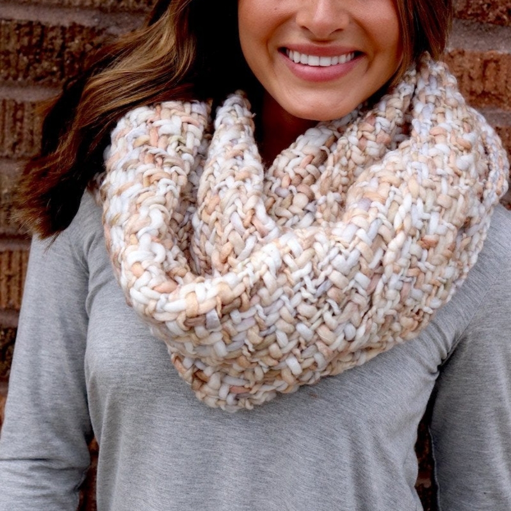 Beige / cream / tan panache infinity scarf